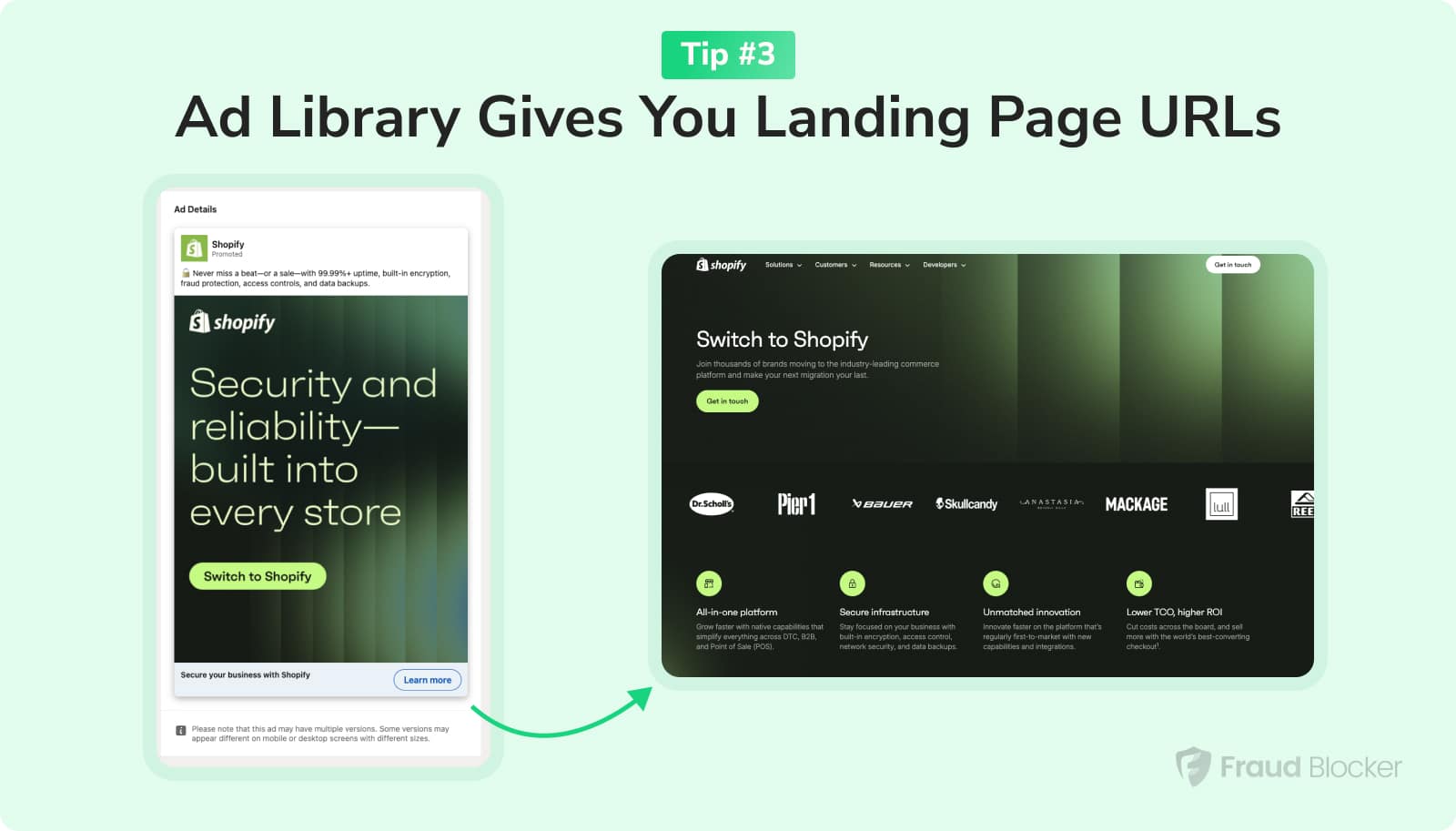 view landing page url for multiple ads and see how brands are aligning contte