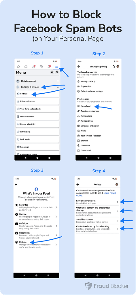 how to block facebook spam bots on your personal page - mobile