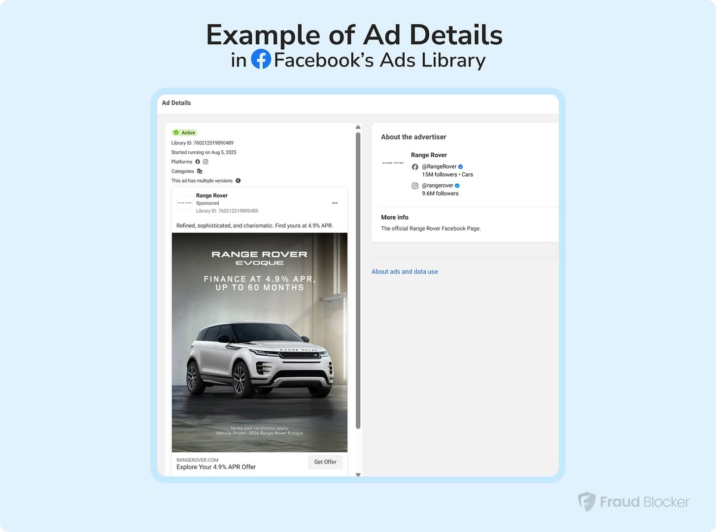 example of ad details on facebook ads library