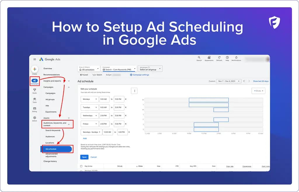 how do i adjust when ads are shown in google