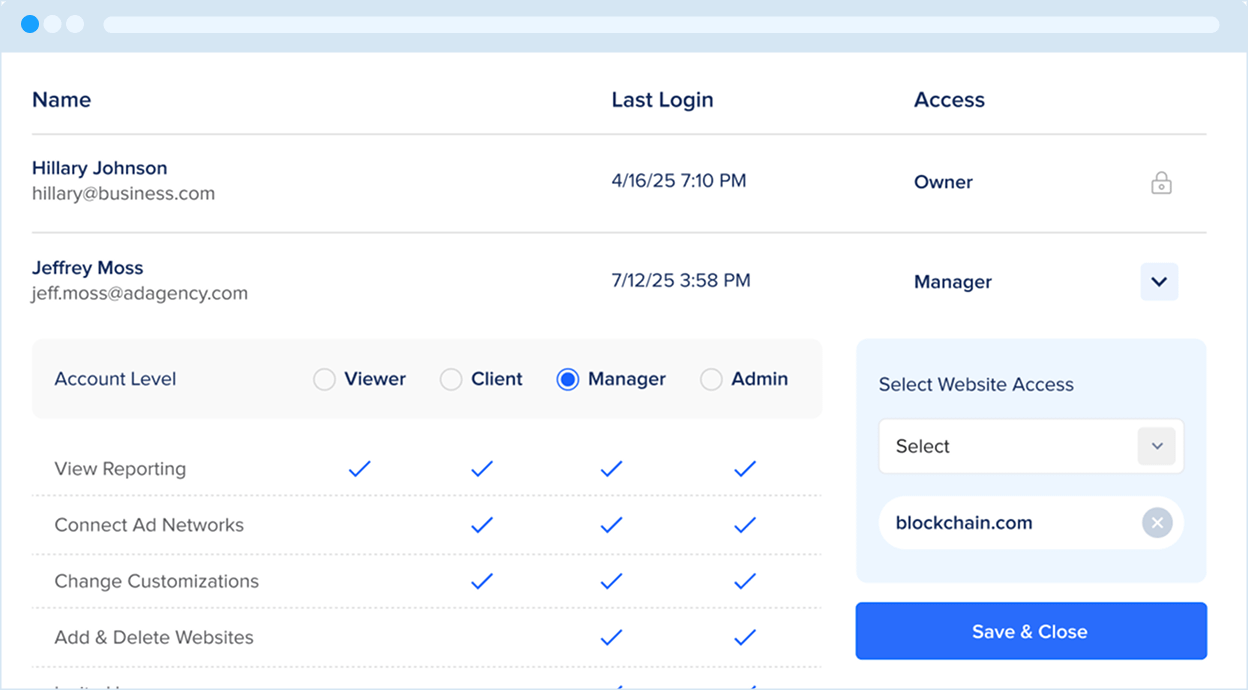 teammate access and permissions - fraud blocker