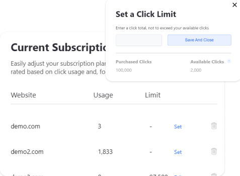 Set usage limits