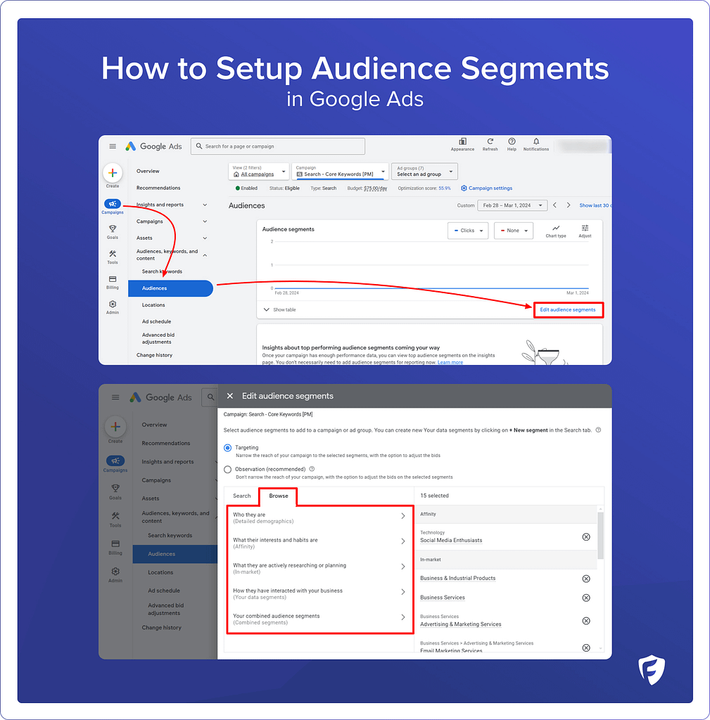 how to setup audience segments in google ads
