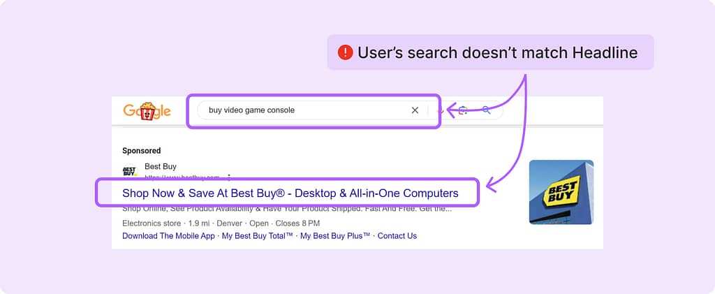 google ad copy - example of bad ad