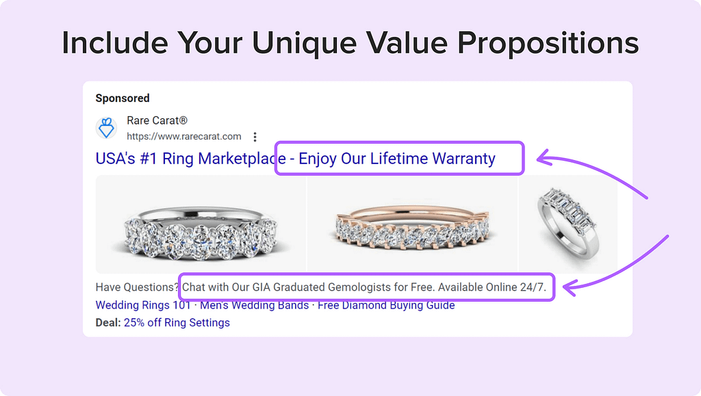 google ad copy - value proposition