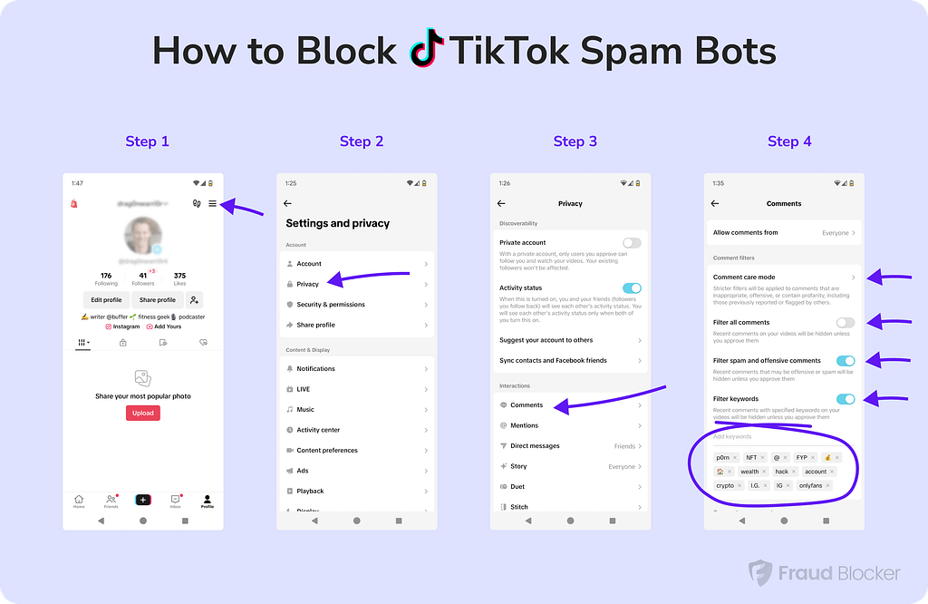 how to block tiktok spam bots