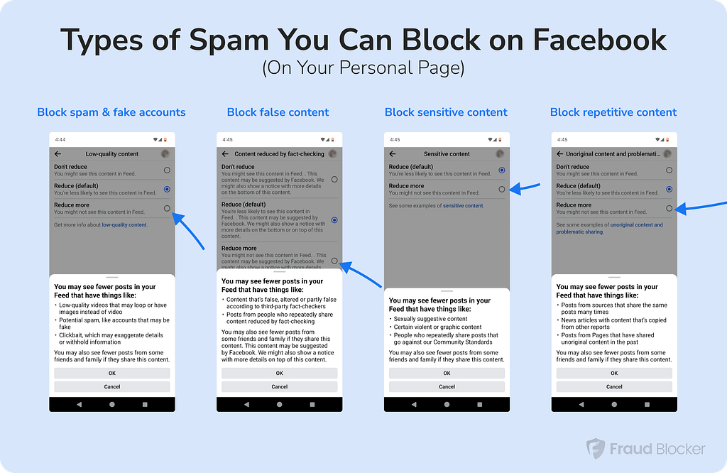 types of facebook spam bots you can block