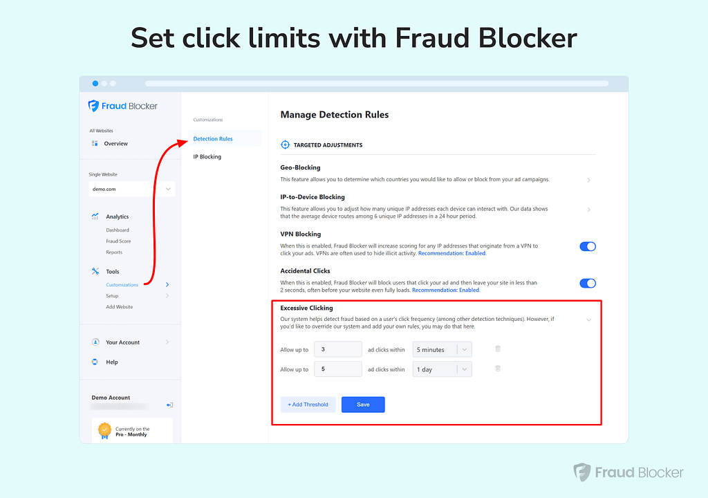 set click limits to avoid ad fatigue