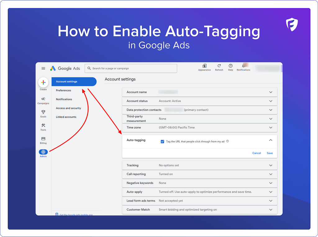 how to turn on auto-tagging in google ads