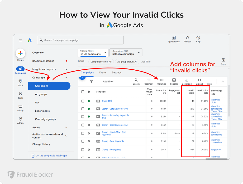 how to view your invalid click rate in google ads
