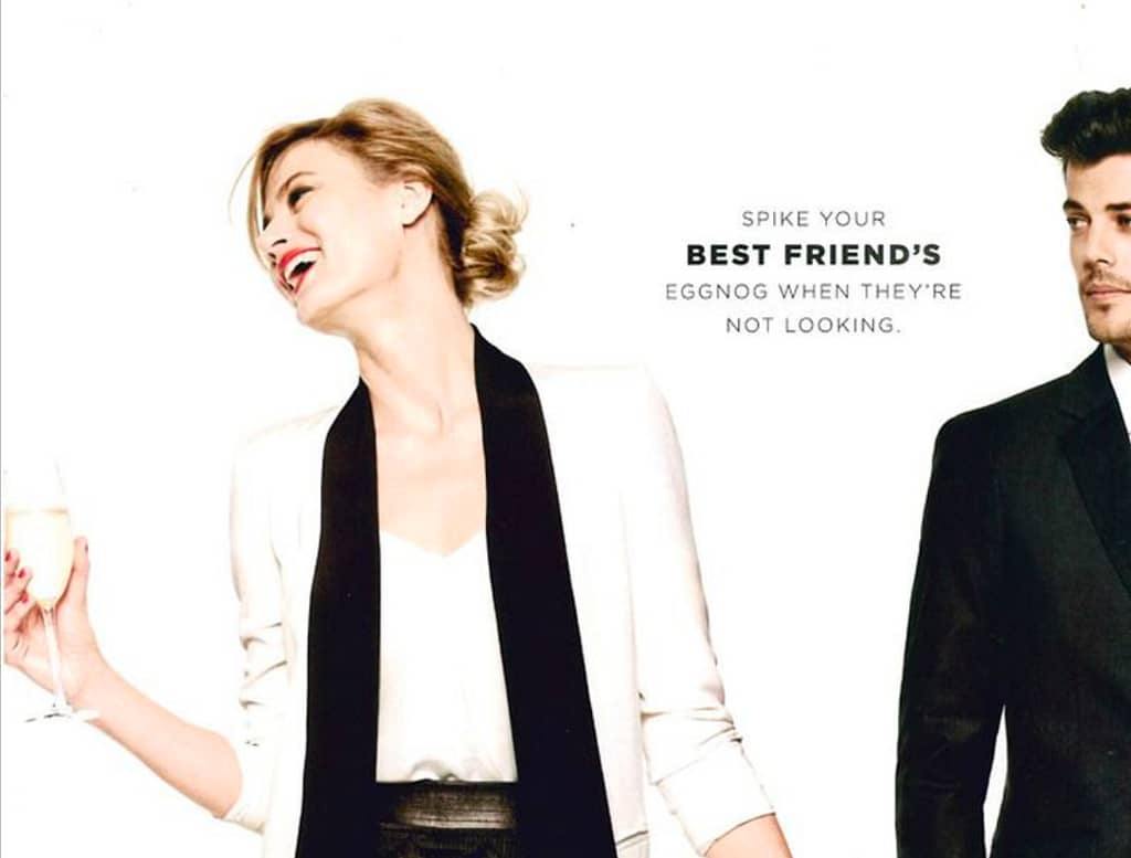 Bloomingdales ad spike your best friends eggnog 2015 controversial ads