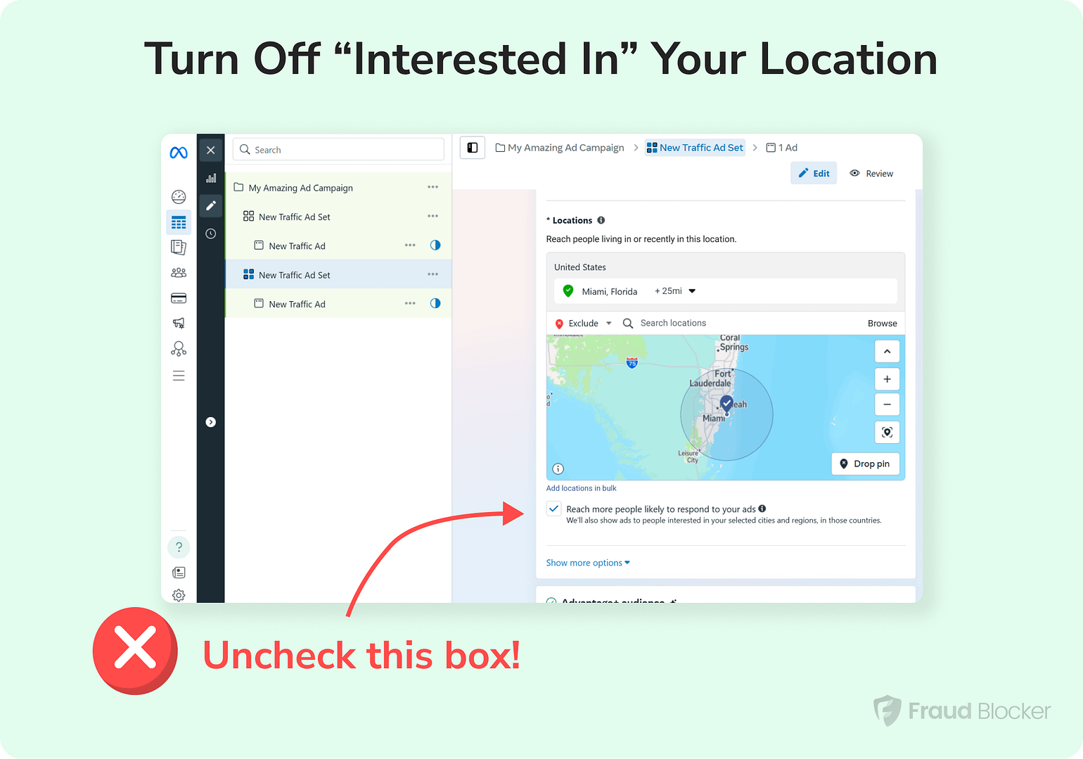 Stop Facebook Ad Fraud - change location settings
