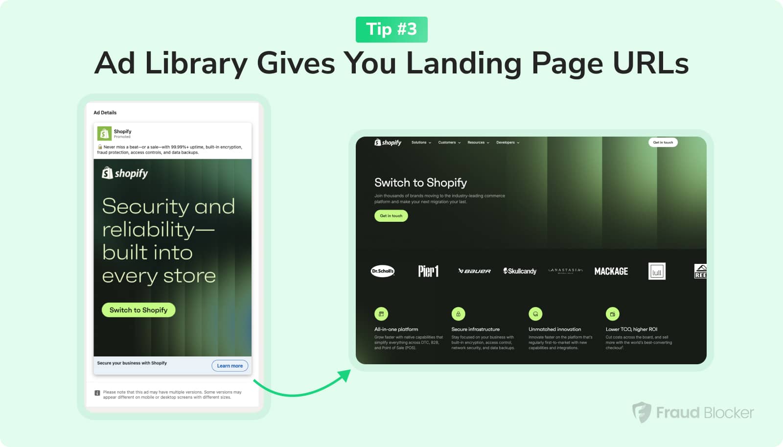 view landing page url for multiple ads and see how brands are aligning contte