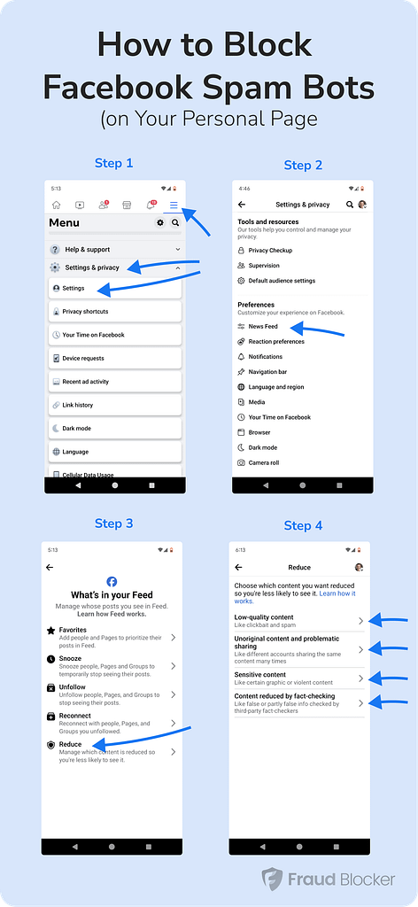 how to block facebook spam bots on your personal page - mobile