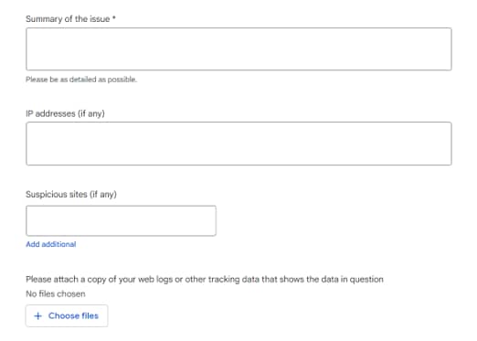 Google Click Quality Form - Sample