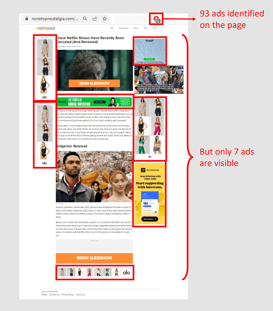 Examples of ad stacking